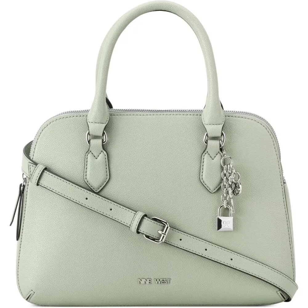 Cibrina Dome Satchel Womens Celadon Cotton Blend Zip Closure Travel Purse